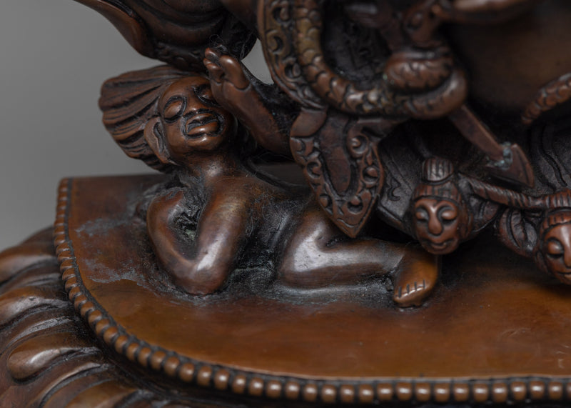 Embrace the Fierce Protection of Mahakala Bernagchen | Chocolate Oxidized Copper Art