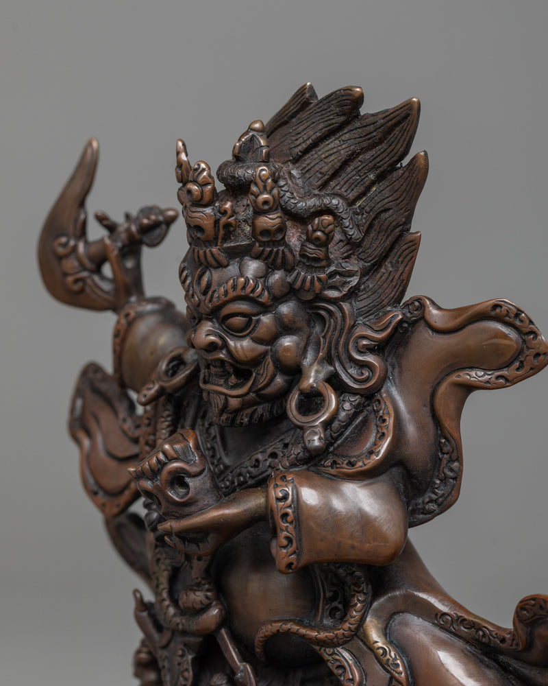 Embrace the Fierce Protection of Mahakala Bernagchen | Chocolate Oxidized Copper Art