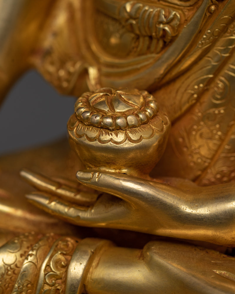 9-Inch Shakyamuni Buddha Statue in Radiant 24K Gold | Himalayan Artwork