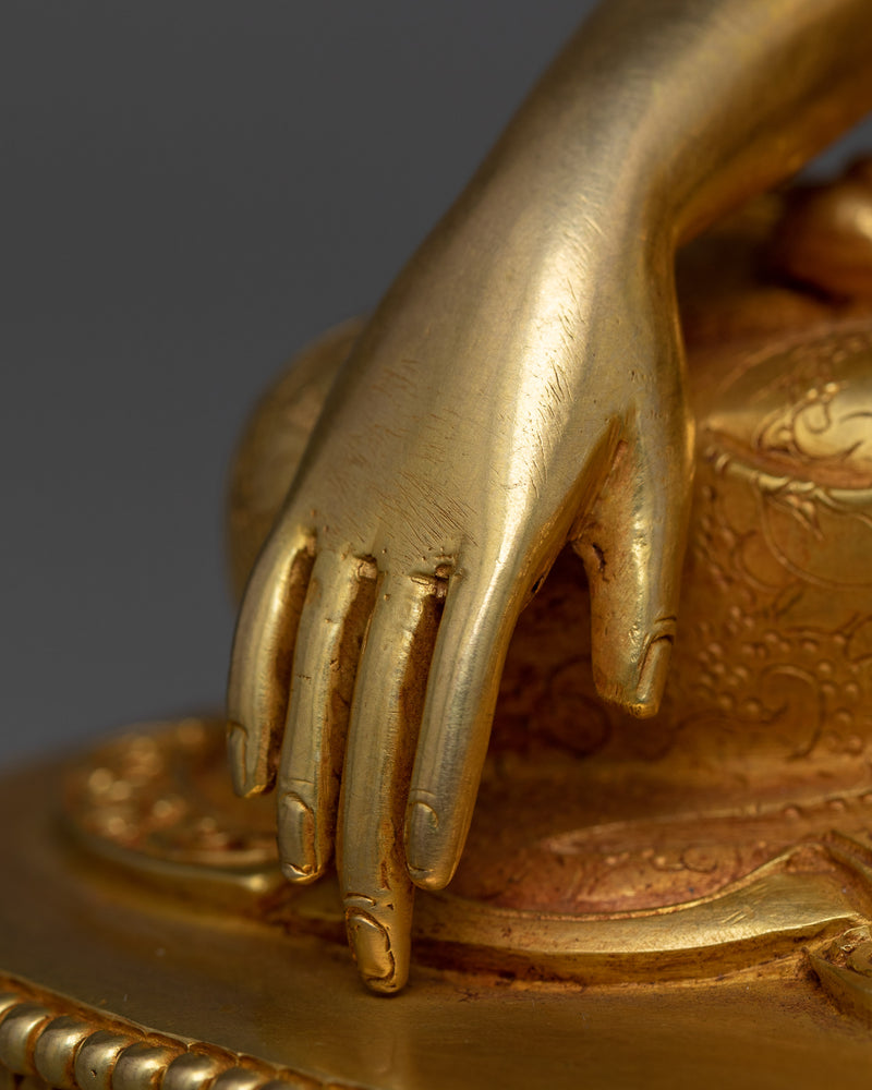 9-Inch Shakyamuni Buddha Statue in Radiant 24K Gold | Himalayan Artwork