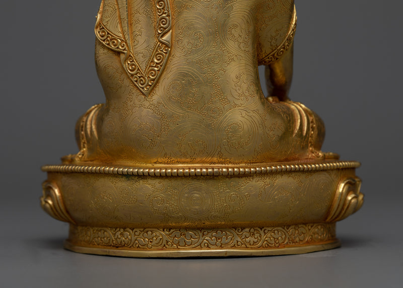 9-Inch Shakyamuni Buddha Statue in Radiant 24K Gold | Himalayan Artwork