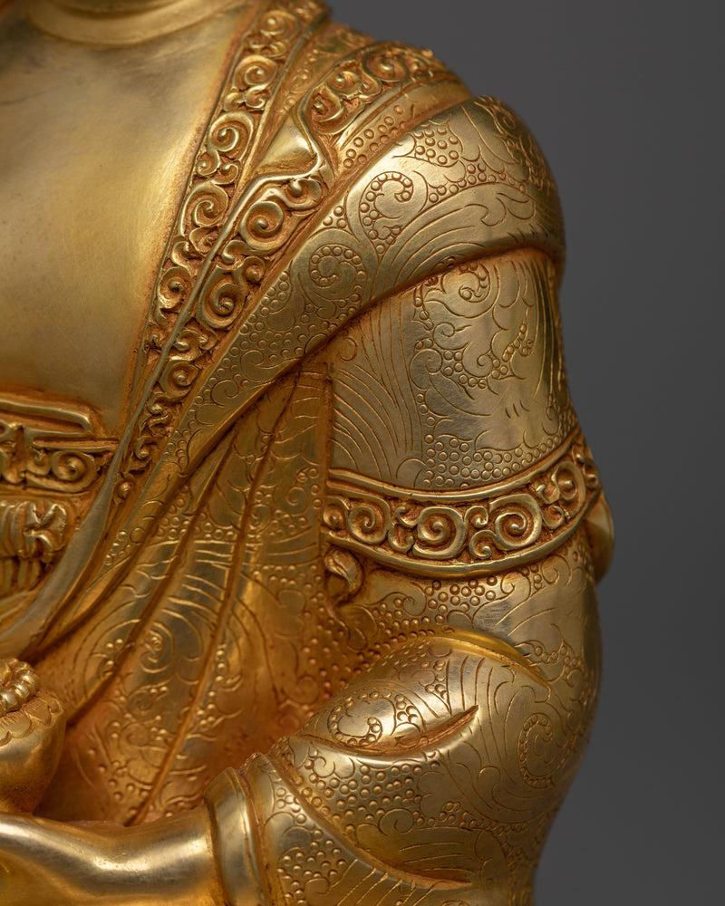 9-Inch Shakyamuni Buddha Statue in Radiant 24K Gold | Himalayan Artwork