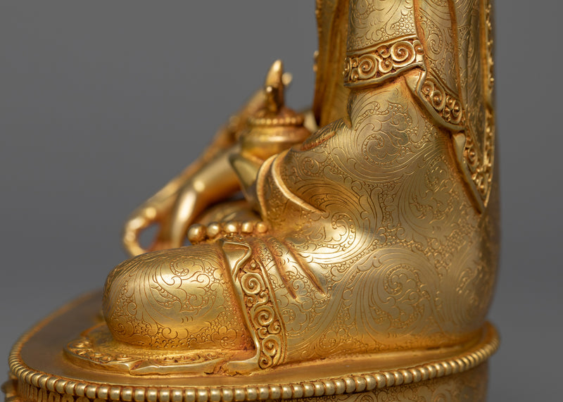 9-Inch Medicine Buddha Statue | Traditionally 24K Gold Gilded