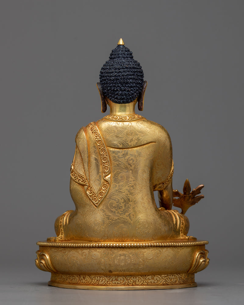 9-Inch Medicine Buddha Statue | Traditionally 24K Gold Gilded