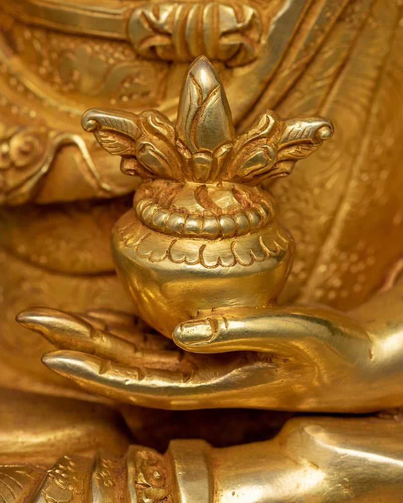 9-Inch Three-Buddha Set | 24K Gold Gilding | Traditional Himalayan Artwork