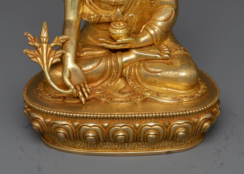 9-Inch Medicine Buddha Statue | Traditionally 24K Gold Gilded