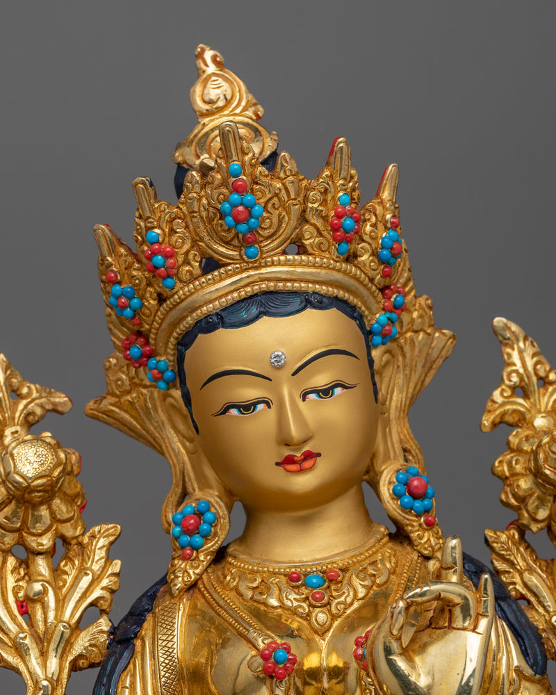 Arya Green Tara Statue | Traditionally Hand-carved Sculpture | Nepalese Artwork