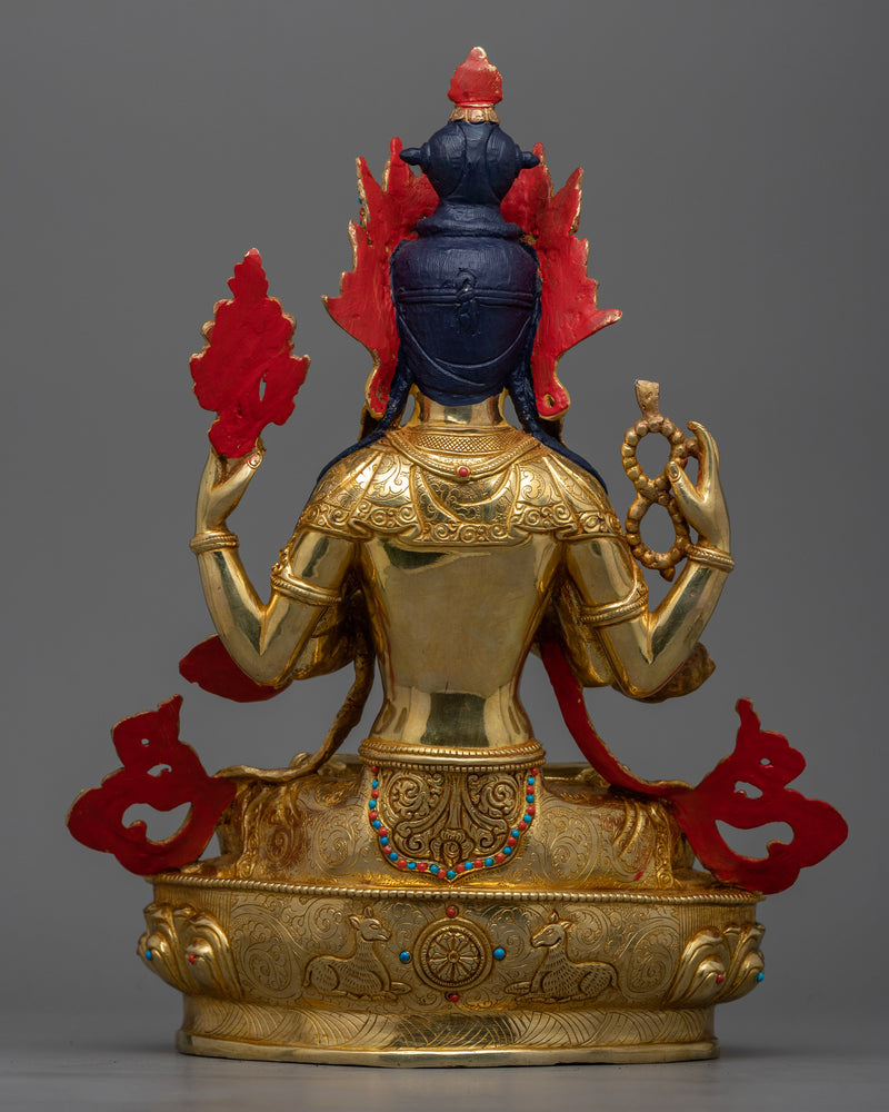 Beautiful 4-Armed Chenrezig Statue | Traditional Himalayan Artwork