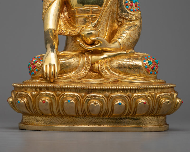 13-Inch Shakyamuni Buddha Statue | Traditionally 24K Gold Gilded