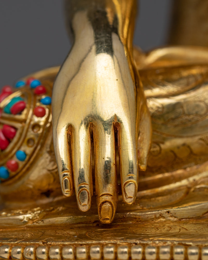 13-Inch Shakyamuni Buddha Statue | Traditionally 24K Gold Gilded