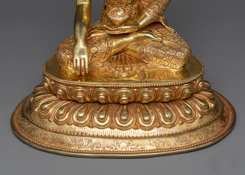 Lord Buddha Shakyamuni Statue | Radiant 24K Gold Gilding | Buddhist Sculpture