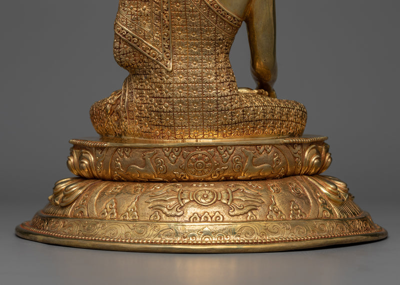 Lord Buddha Shakyamuni Statue | Radiant 24K Gold Gilding | Buddhist Sculpture