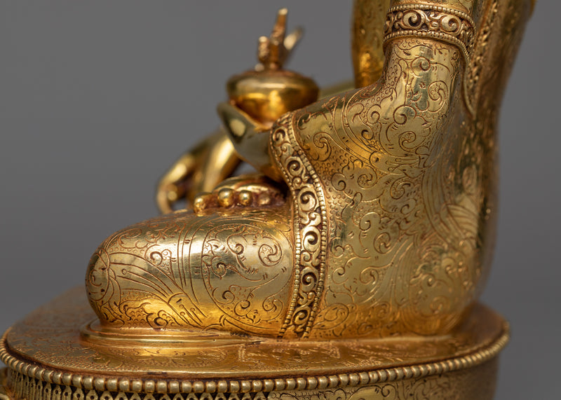 Buddha of Medicine Bhaisajyaguru Statue | Gleaming 24K Gold Gilded