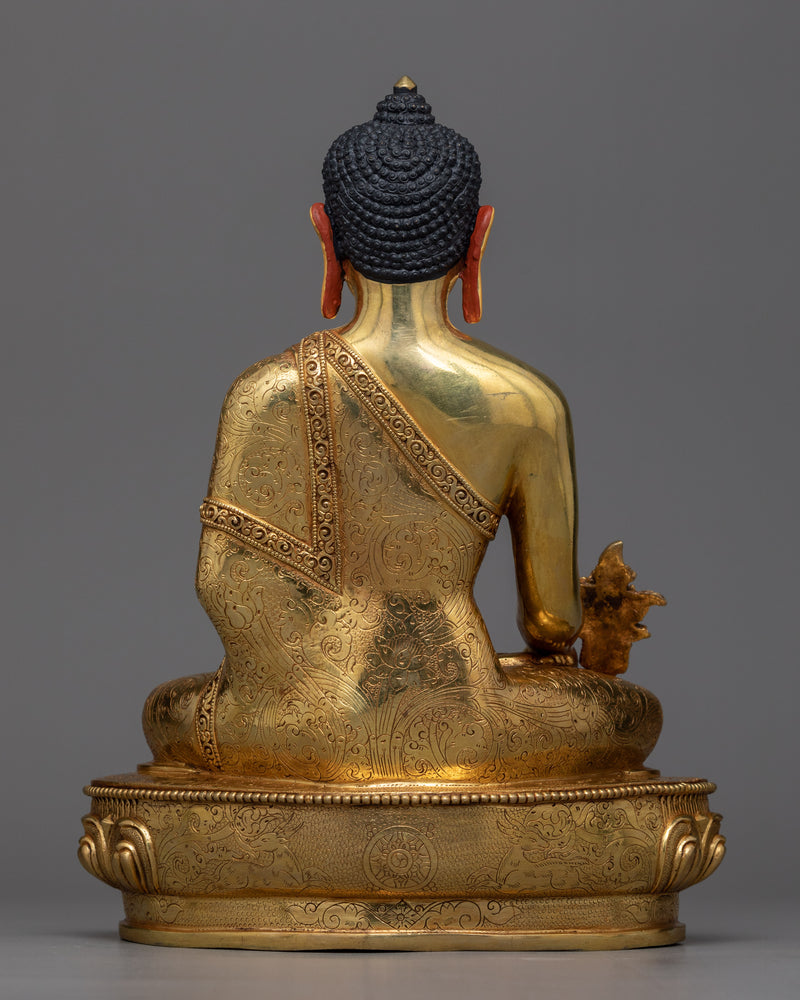 Buddha of Medicine Bhaisajyaguru Statue | Gleaming 24K Gold Gilded