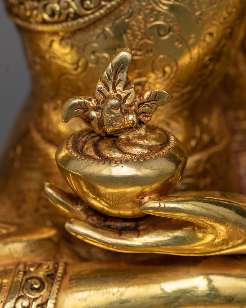 Buddha of Medicine Bhaisajyaguru Statue | Gleaming 24K Gold Gilded