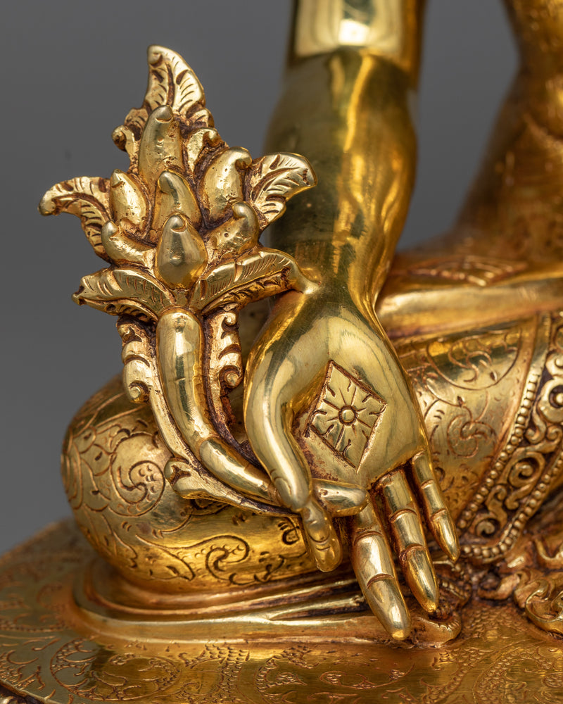 Buddha of Medicine Bhaisajyaguru Statue | Gleaming 24K Gold Gilded