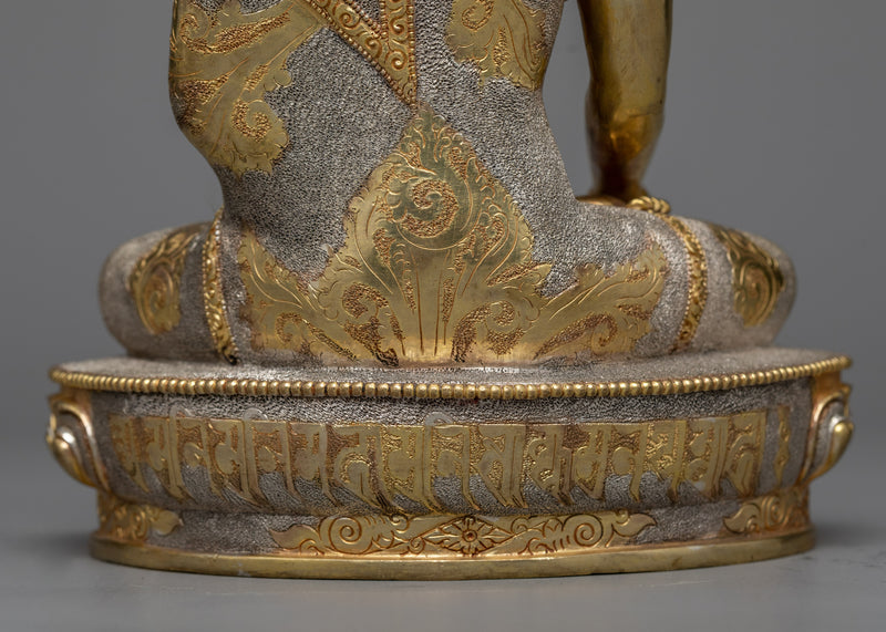 Shakyamuni Buddha Sculpture | 24K Gold and Silver Plated| Himalayan Art