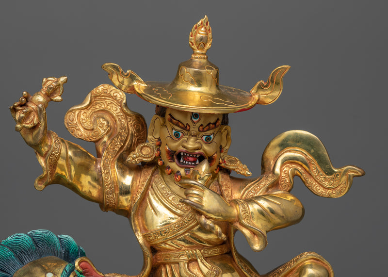 Mahakala Dorje Legpa Statue in 24K Gold | Protector of Dharma