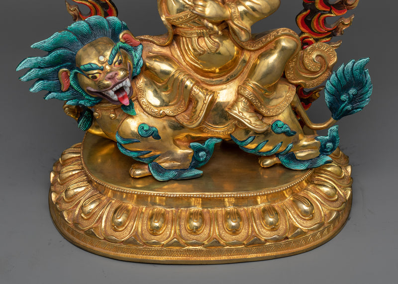 Mahakala Dorje Legpa Statue in 24K Gold | Protector of Dharma