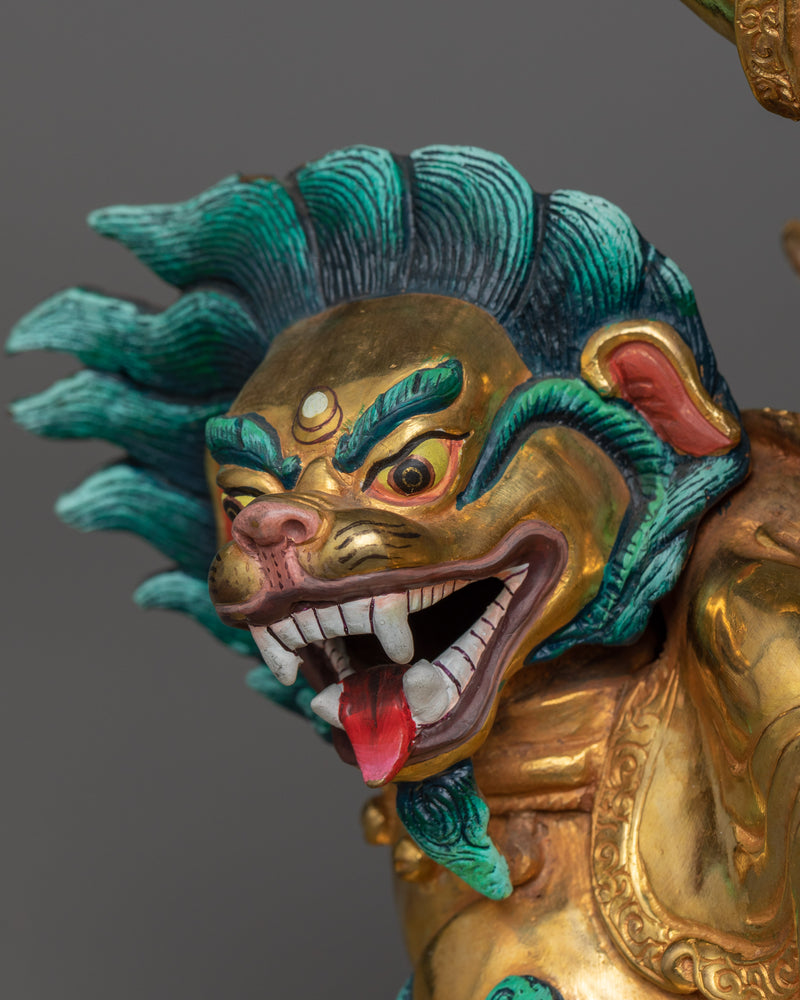 Mahakala Dorje Legpa Statue in 24K Gold | Protector of Dharma