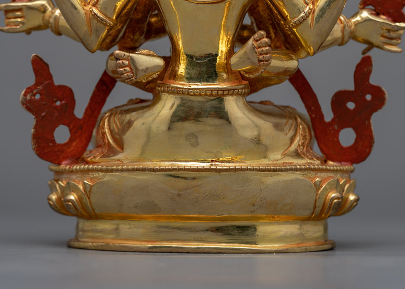 Guhyasamaja Sculpture in 24K Gold | Mystical Union of Wisdom and Compassion