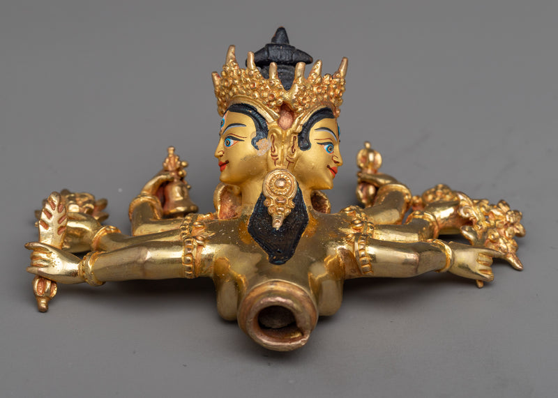 Guhyasamaja Sculpture in 24K Gold | Mystical Union of Wisdom and Compassion