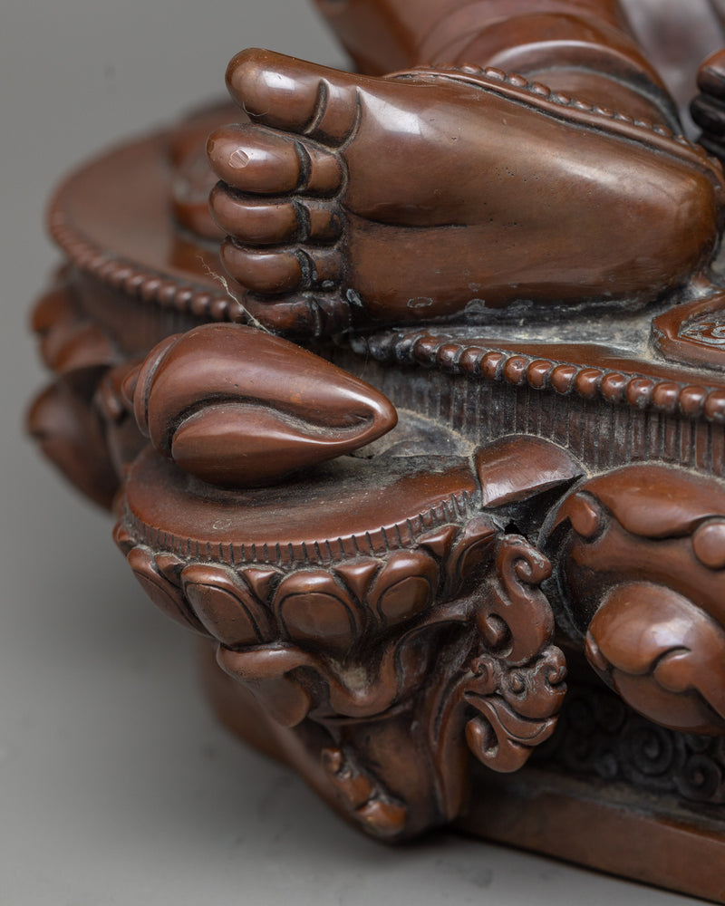 Dzambhala Chocolate Oxidized Statue | Deity of Wealth and Prosperity