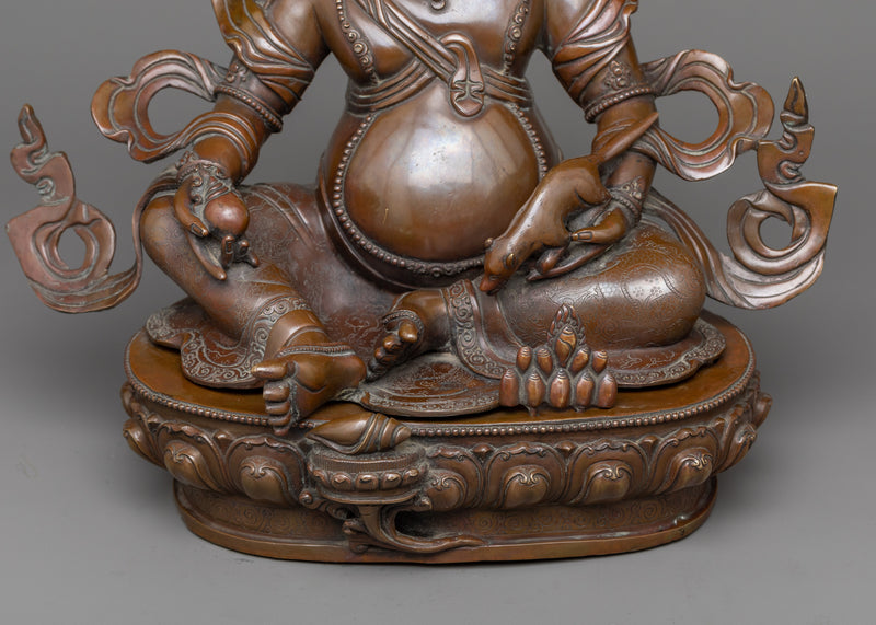 Norlha Dzambhala Oxidized Copper Statue | Symbol of Wealth and Generosity