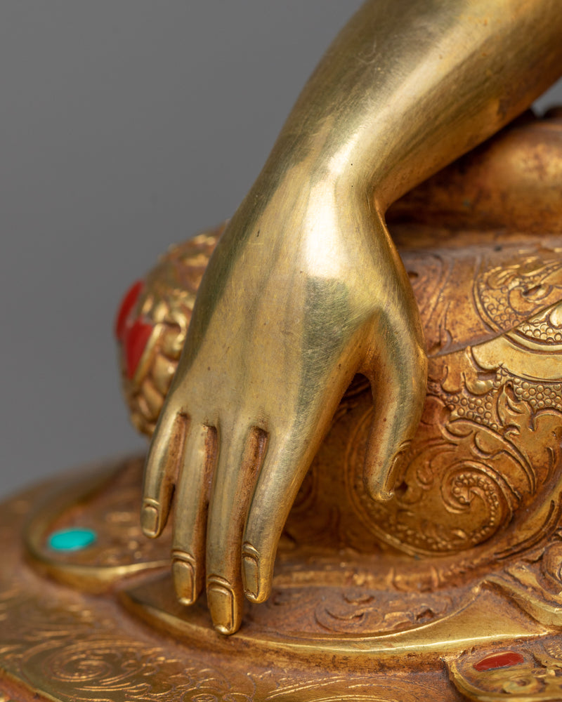 Shakyamuni Buddha Gilt Sculpture | Resplendence in 24K Gold