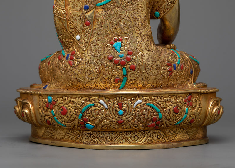 Shakyamuni Buddha Gilt Sculpture | Resplendence in 24K Gold