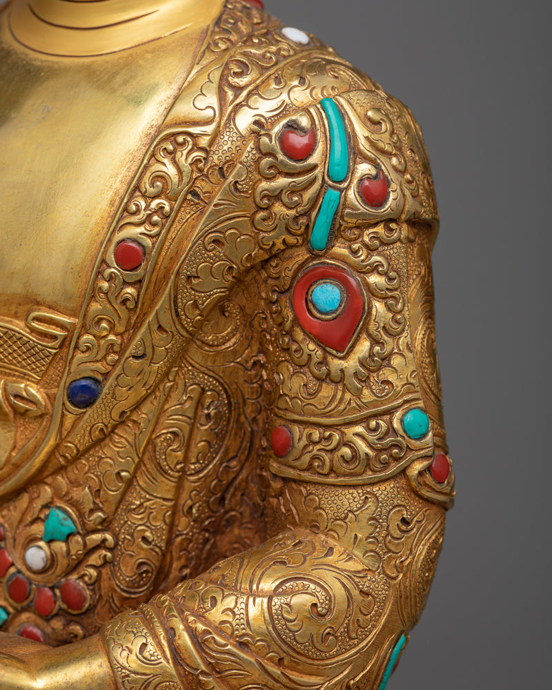 Shakyamuni Buddha Gilt Sculpture | Resplendence in 24K Gold