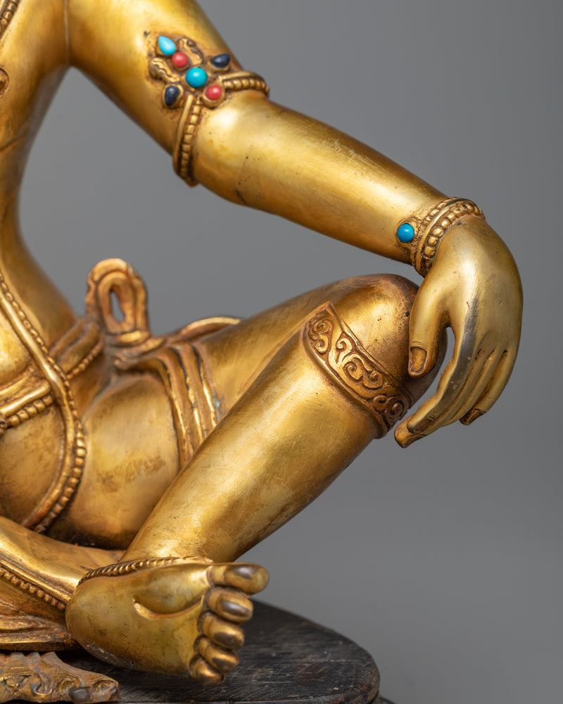 Antique-Finished Bodhisattva Sculpture in 24K Gold | A Shrine's Spiritual Jewel