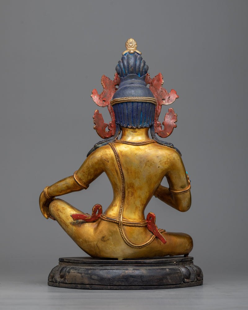 Antique-Finished Bodhisattva Sculpture in 24K Gold | A Shrine's Spiritual Jewel