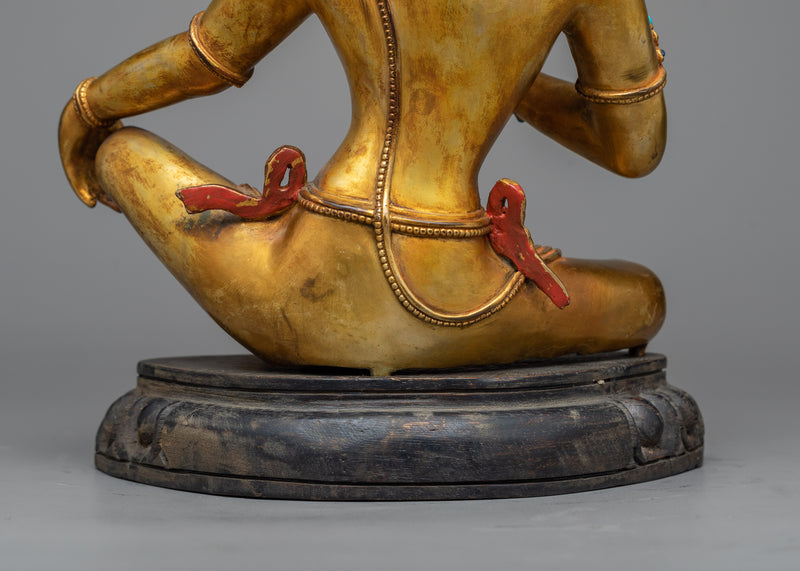 Antique-Finished Bodhisattva Sculpture in 24K Gold | A Shrine's Spiritual Jewel