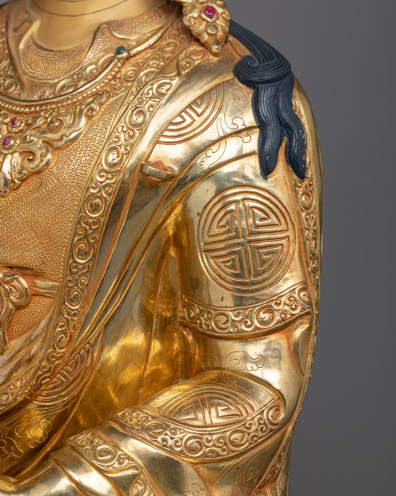 Guru Rinpoche Gilt Sculpture in 24K Gold | A Beacon of Vajrayana Buddhism