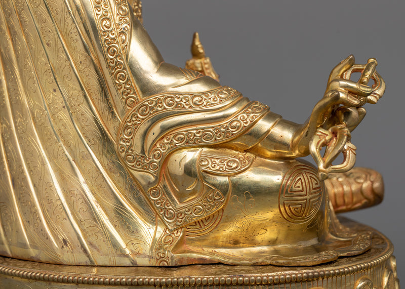 Guru Rinpoche Gilt Sculpture in 24K Gold | A Beacon of Vajrayana Buddhism