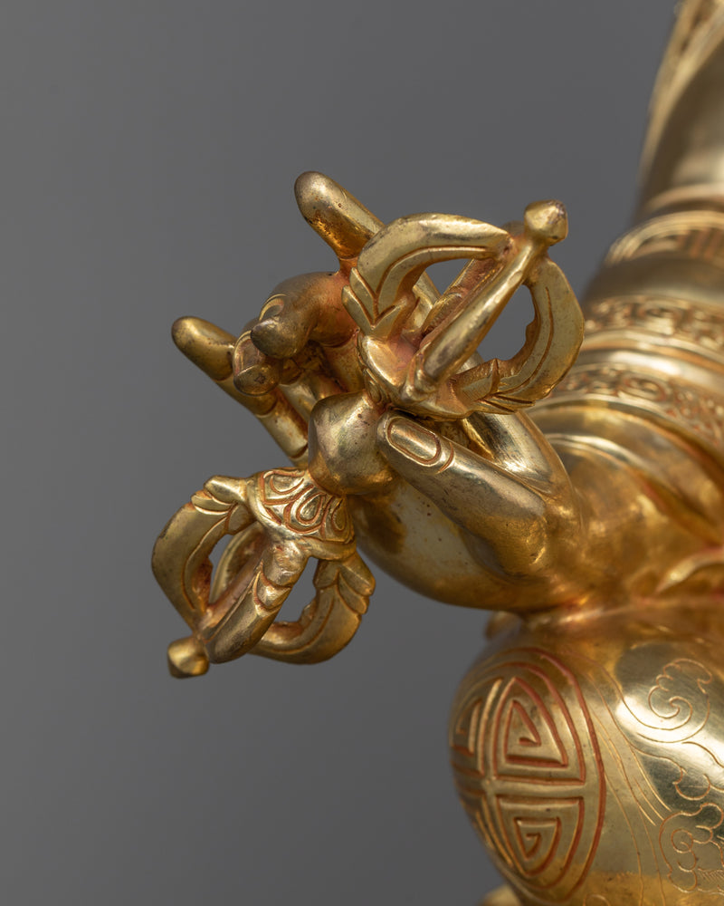 Guru Rinpoche Gilt Sculpture in 24K Gold | A Beacon of Vajrayana Buddhism