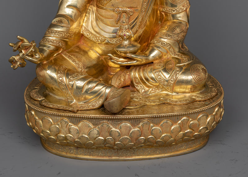 Guru Rinpoche Gilt Sculpture in 24K Gold | A Beacon of Vajrayana Buddhism