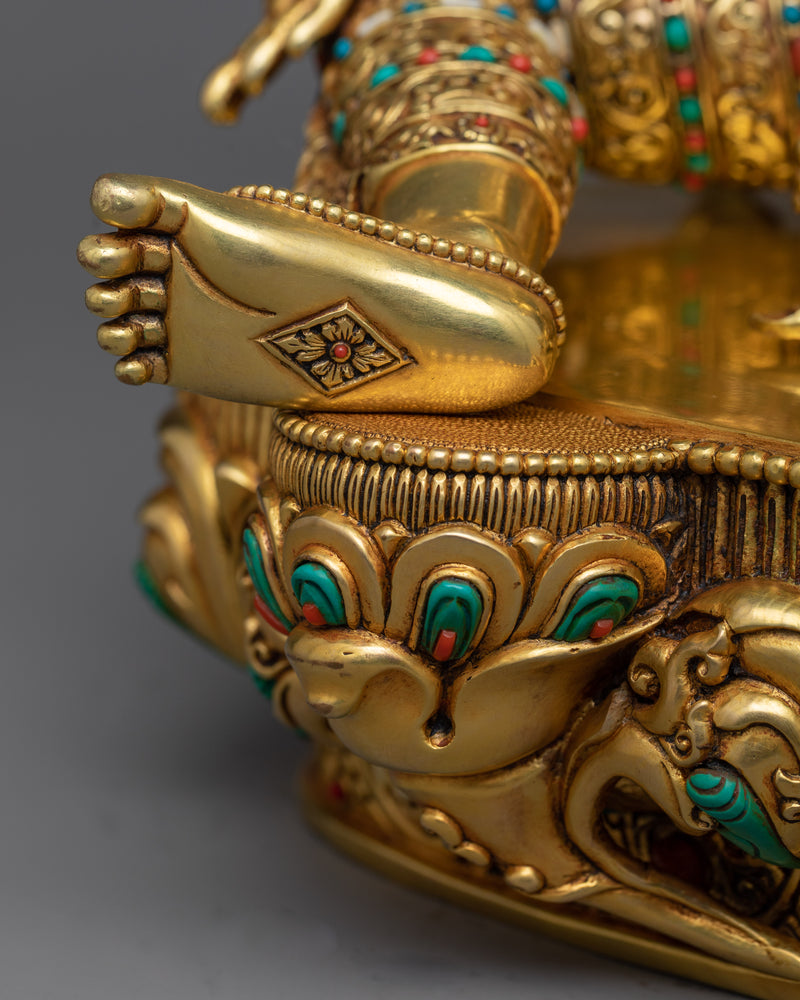 Green Tara Gilt Sculpture | Divine Femininity in 24K Gold