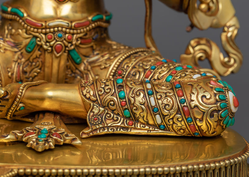 Green Tara Gilt Sculpture | Divine Femininity in 24K Gold