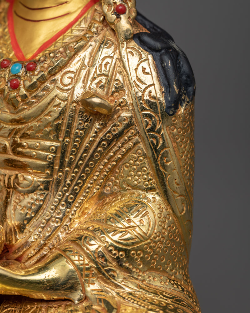 Guru Rinpoche Gold Gilt Statue | A Beacon of Tibetan Wisdom