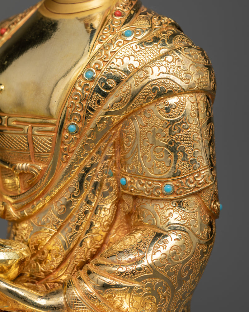 Gautam Buddha Copper Gilt Statue | Serenity in 24K Gold