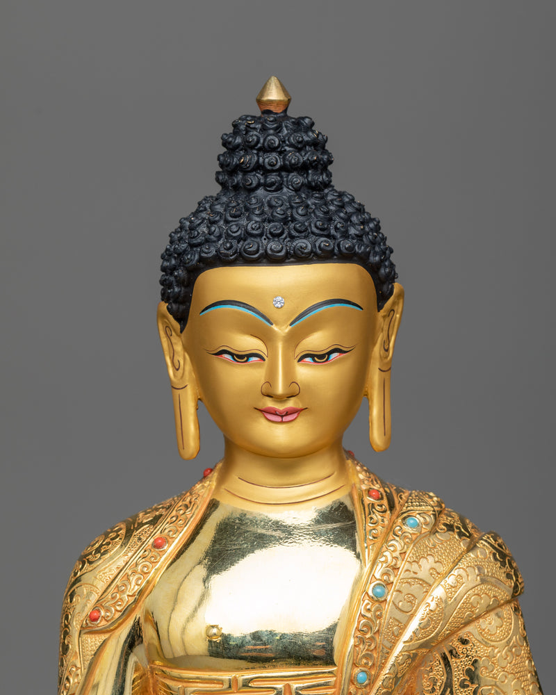 gautam buddha copper gilt statue