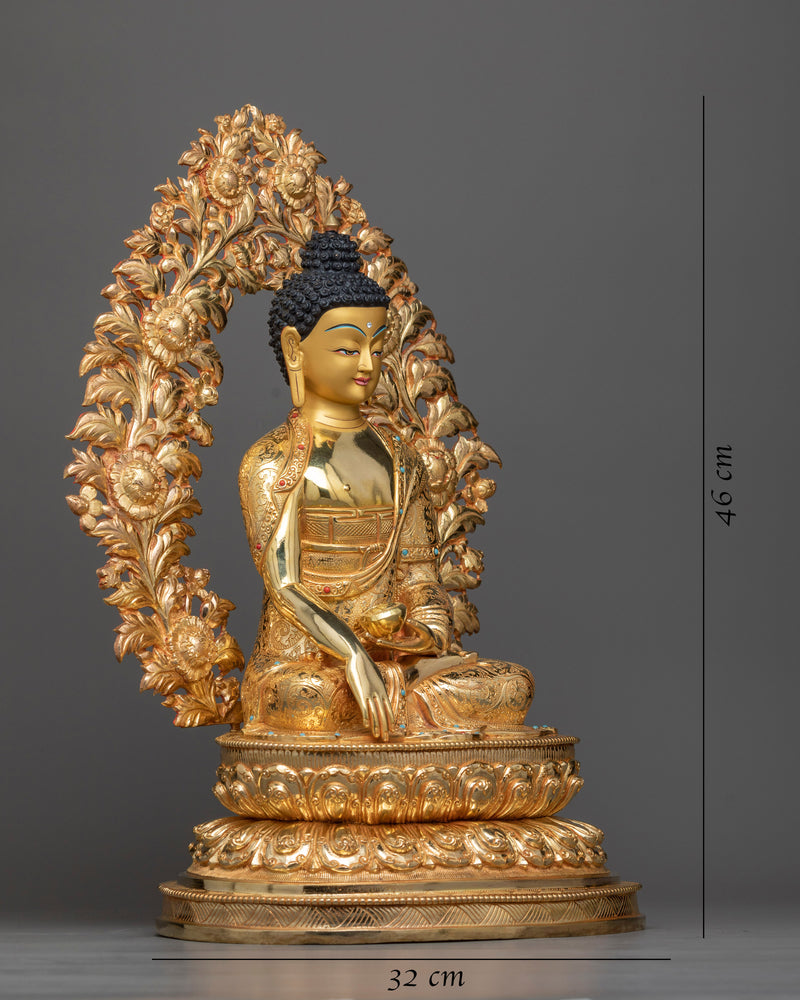 gautam buddha copper gilt statue