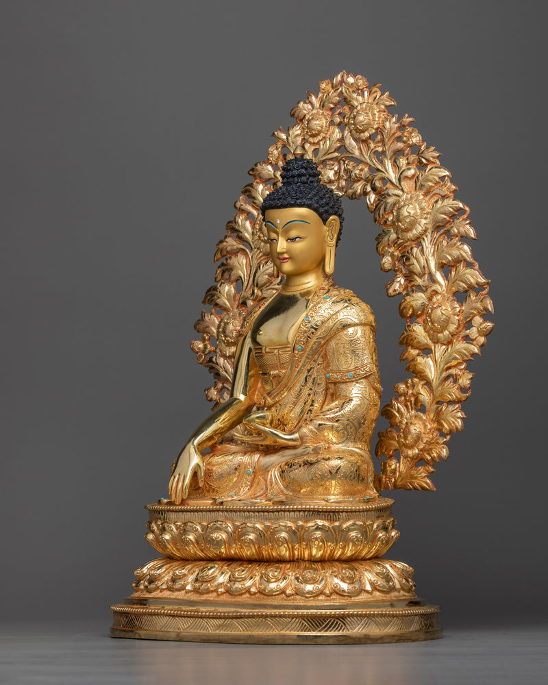 gautam buddha copper gilt statue