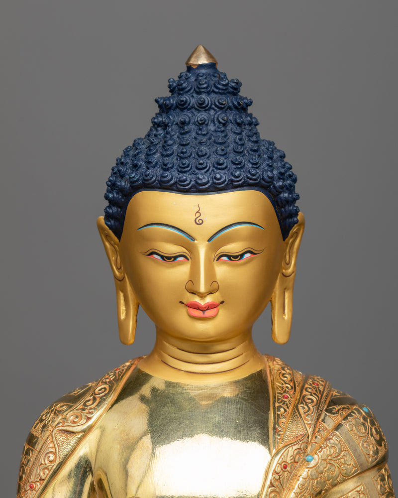 gautama buddha copper gilt statue