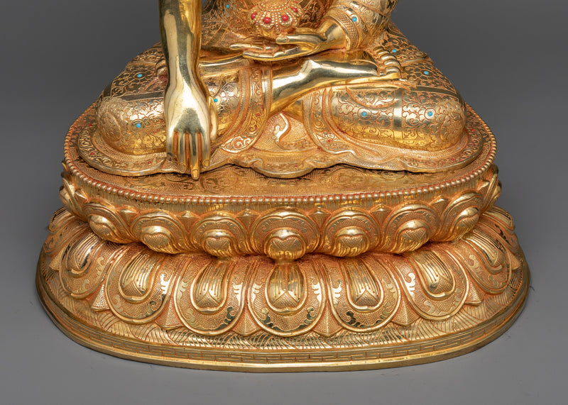 Gautama Buddha Copper Gilt Statue | A Vision of Enlightenment in 24K Gold