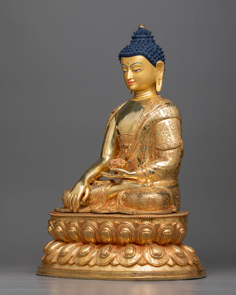 gautama buddha copper gilt statue