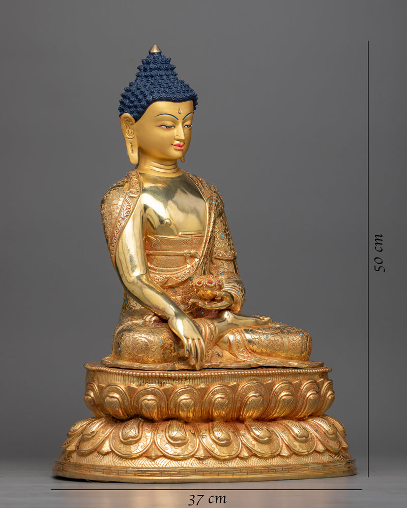 gautama buddha copper gilt statue