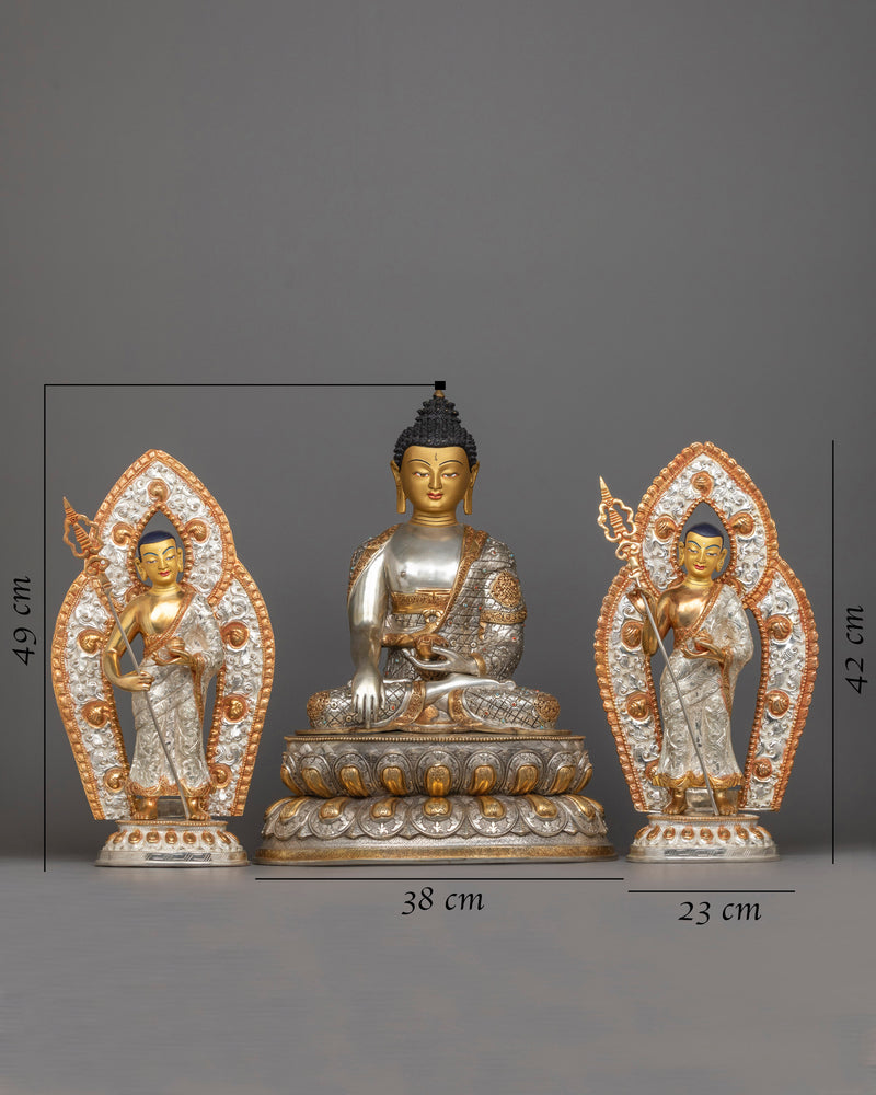 Shakyamuni Buddha Statue with Disciples | Traditional Himalayan Art